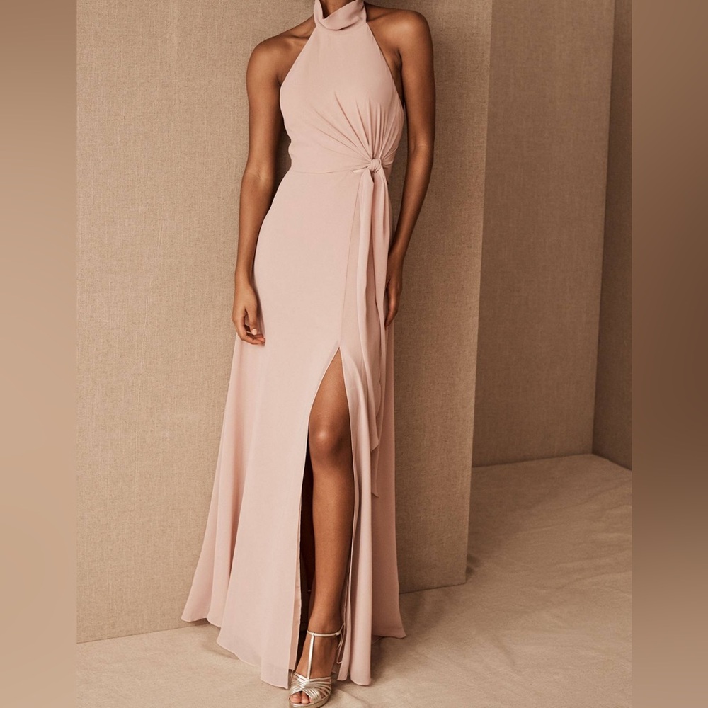 Jenny Yoo Blush Halter bridesmaid Dress